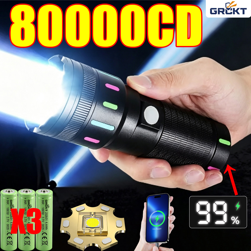 Outdoor Camping Decor - 80000CD Most Powerful LED Flashlight High