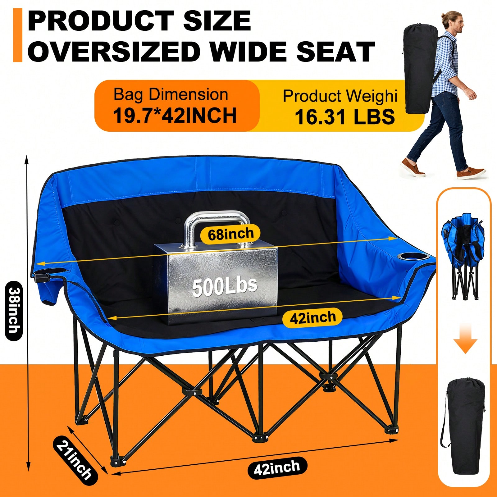 Heated Double Camping Chair He - Outdoor Oversized Camping Chair 评论和价格
