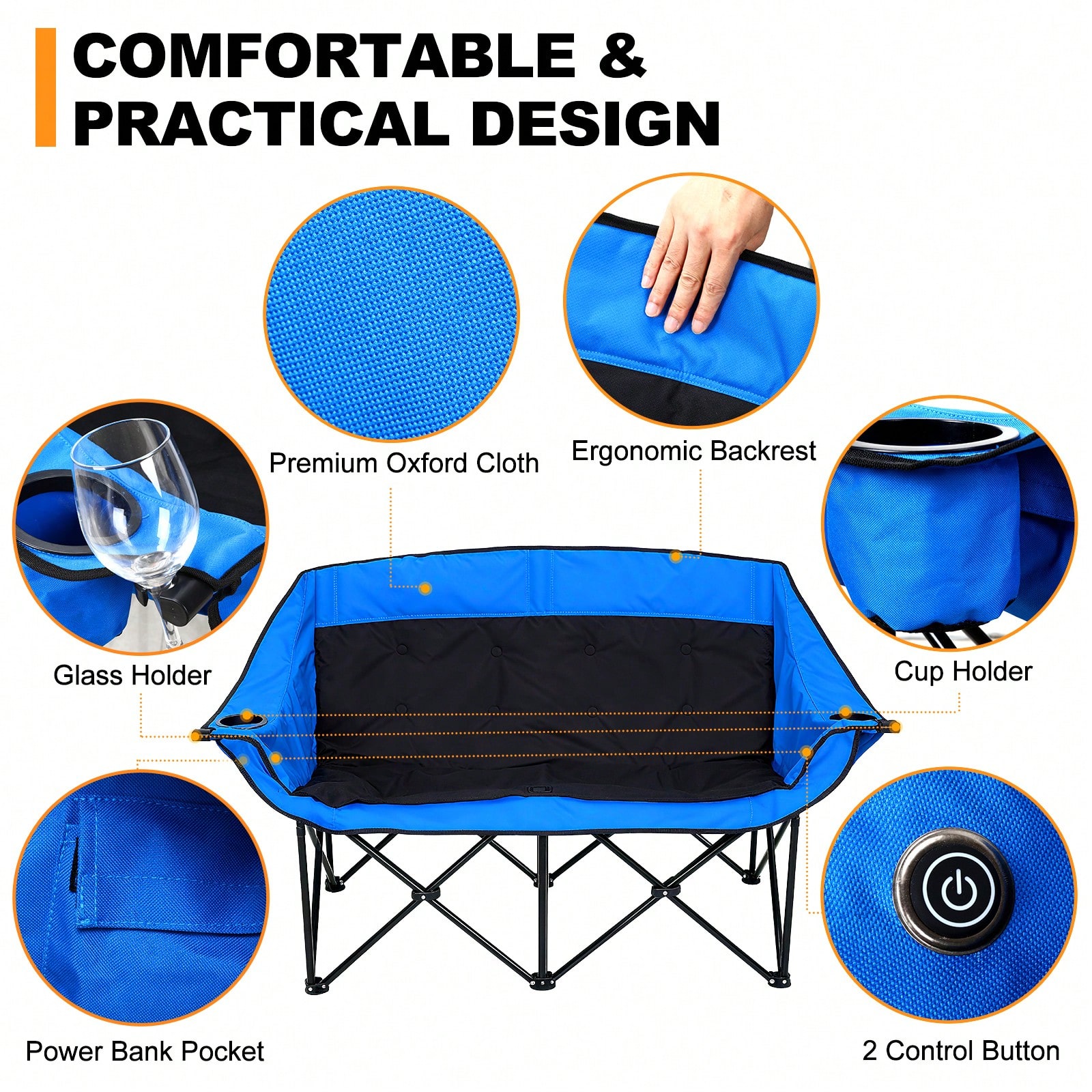 Heated Double Camping Chair He - Outdoor Oversized Camping Chair 评论和价格