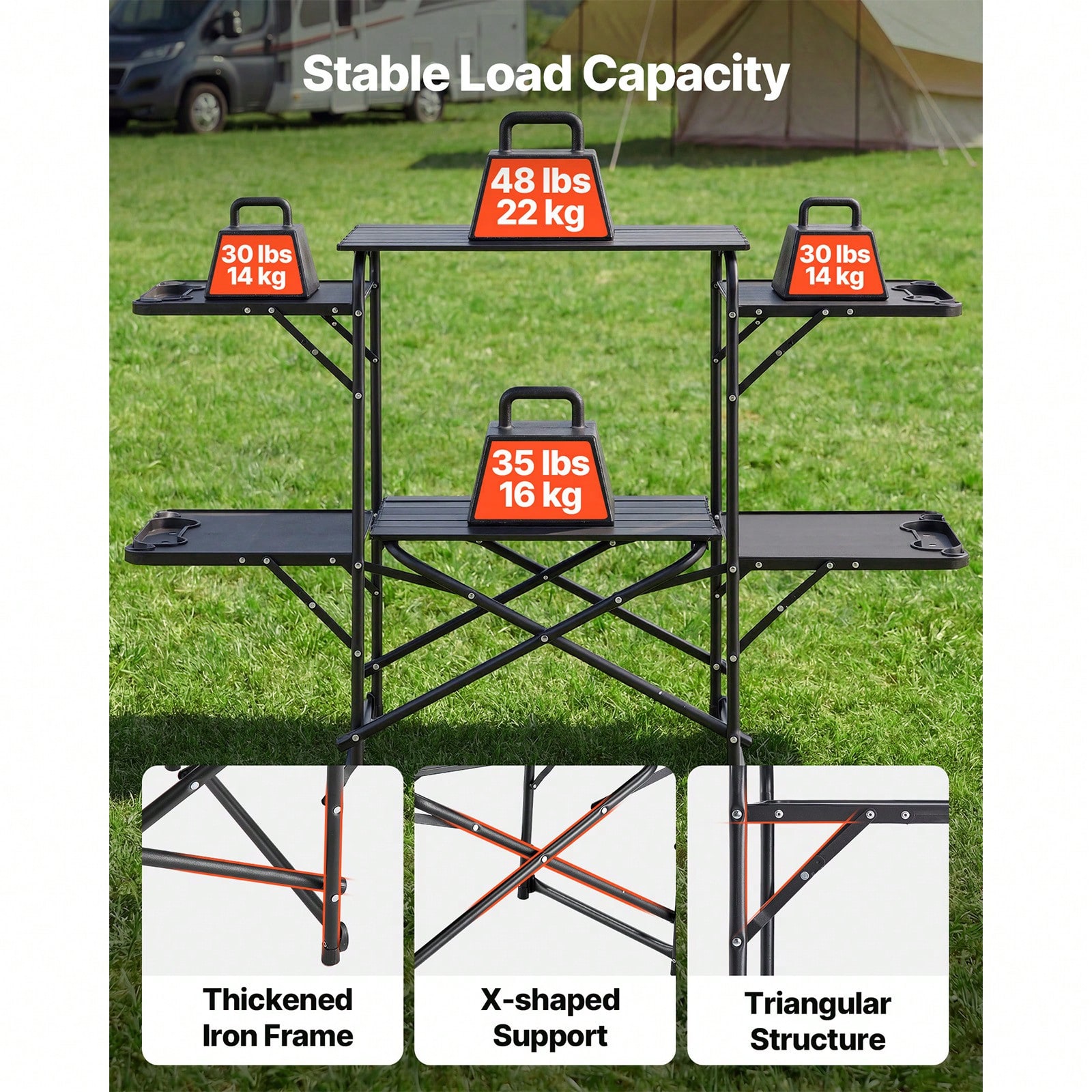 Camping Kitchen Table, Slim-Fo - Outdoor Camping Kitchen Table 评论和价格