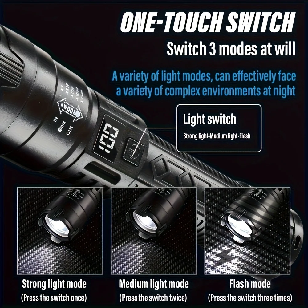Tactical LED Flashlight 2000LM - Outdoor Camping Decor 评论和价格