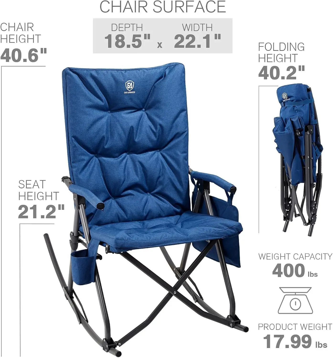 Oversized Folding Rocking Camp - Outdoor Oversized Camping Chair 评论和价格