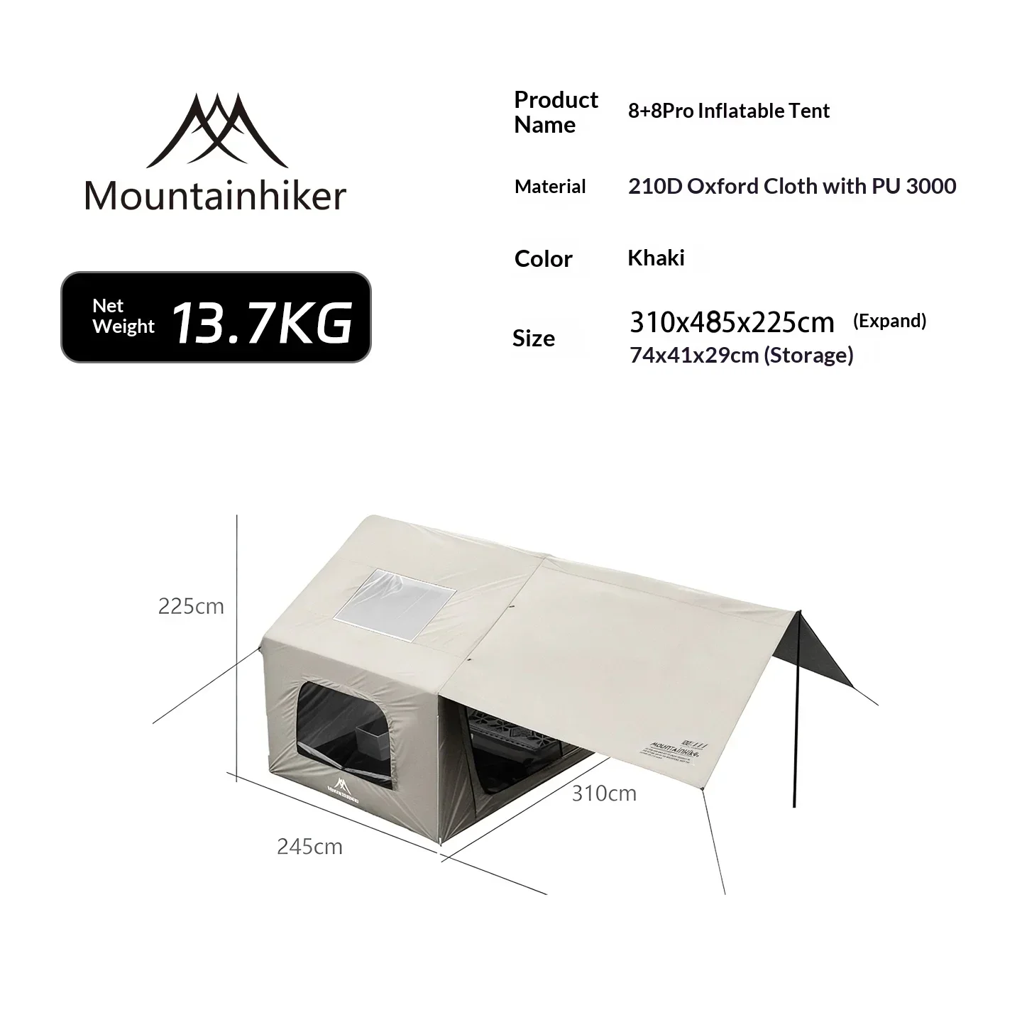 8+8㎡ MOUNTAINHIKER Inflatable  - Outdoor Camping House 评论和价格