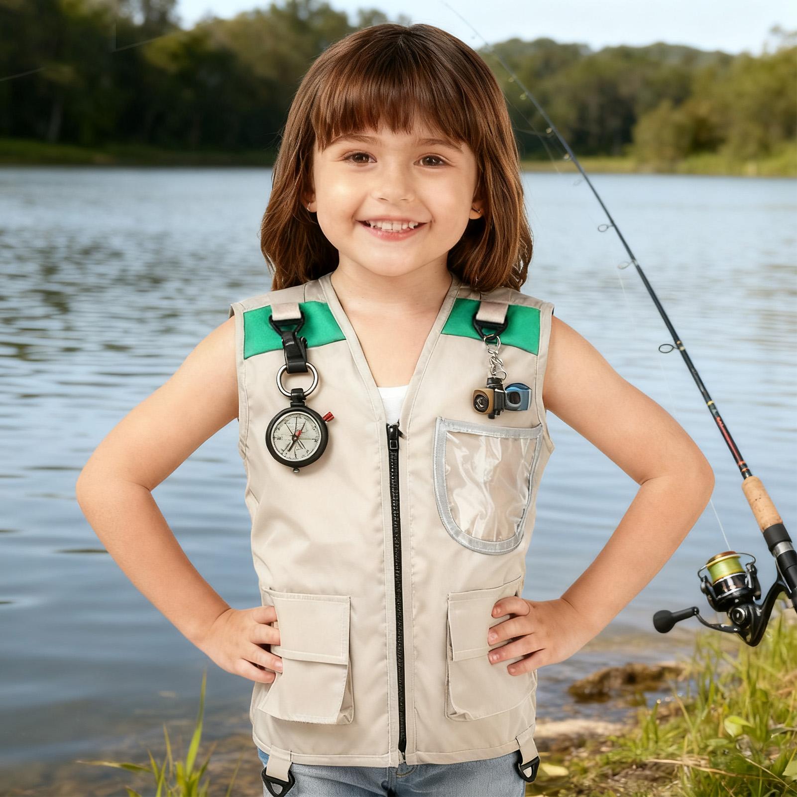 Kids Cargo Vest Sleeveless Cos - Outdoor Camping Kids Activities 评论和价格