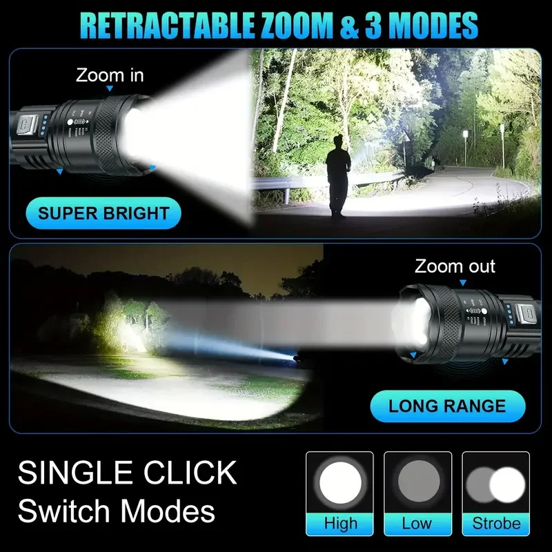 Tactical LED Flashlight 2000LM - Outdoor Camping Decor 评论和价格