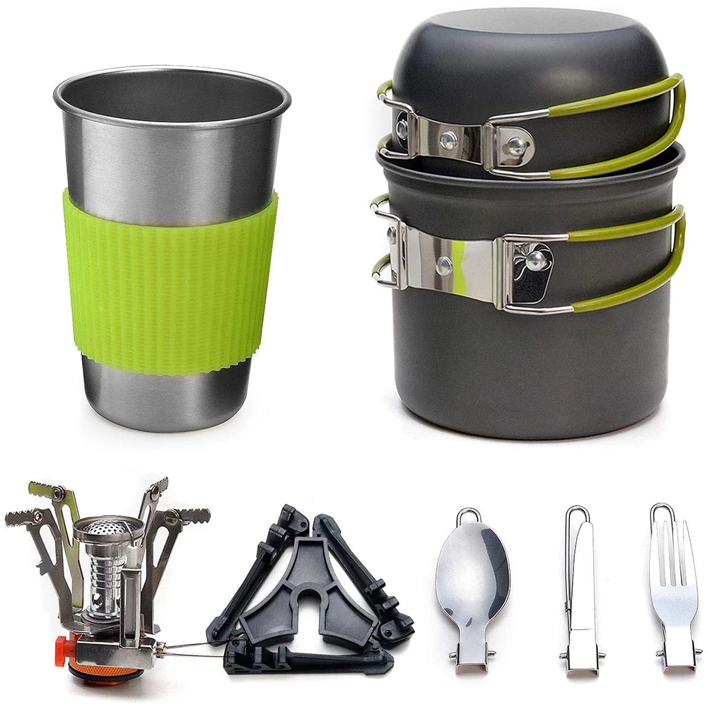Camping Cookware Kit with Stov - Outdoor Camping Kitchen Table 评论和价格