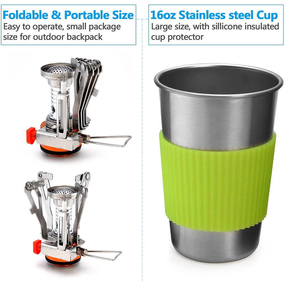 Camping Cookware Kit with Stov - Outdoor Camping Kitchen Table 评论和价格