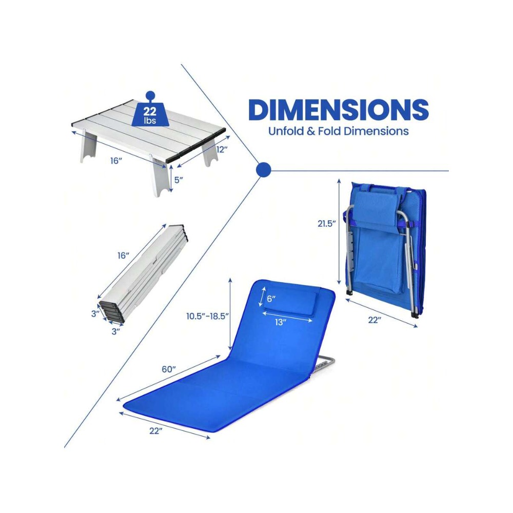 3PCS Folding Beach Mat Set wit - Camp Table Folding 评论和价格